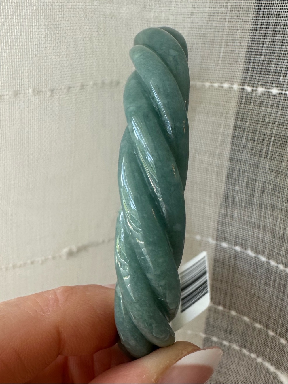 🩵 Guatemalan Bluewater Jadeite Jade 🩵Bangle BraceletCertified Twist 60-61mm